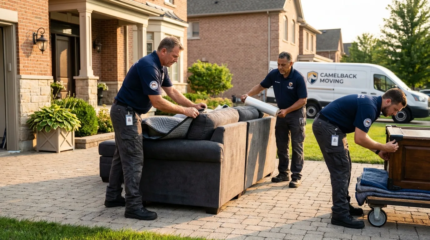 Large estate moving crew wrapping furniture in Montvale, NJ