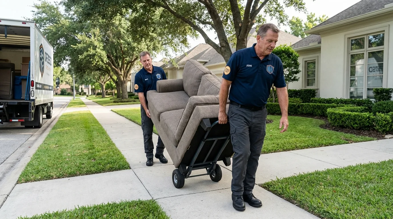 Local residential moving crew loading furniture in Montvale, NJ